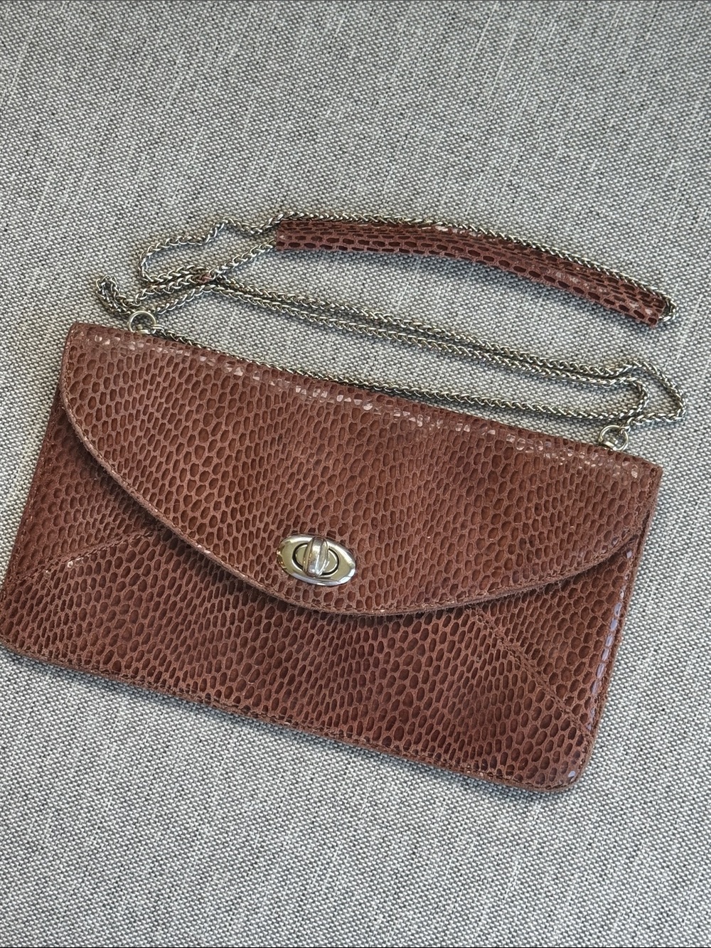 Sorial New York Snake Embossed Leather Convertible Clutch Crossbody Bag Brown